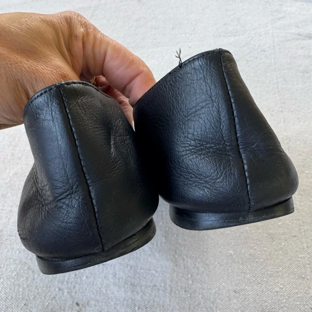 ALOHAS Sway Black Leather Ballet Flats Square Toe Tie Detail Size 39 (US 8-8.5) - Picture 6 of 8